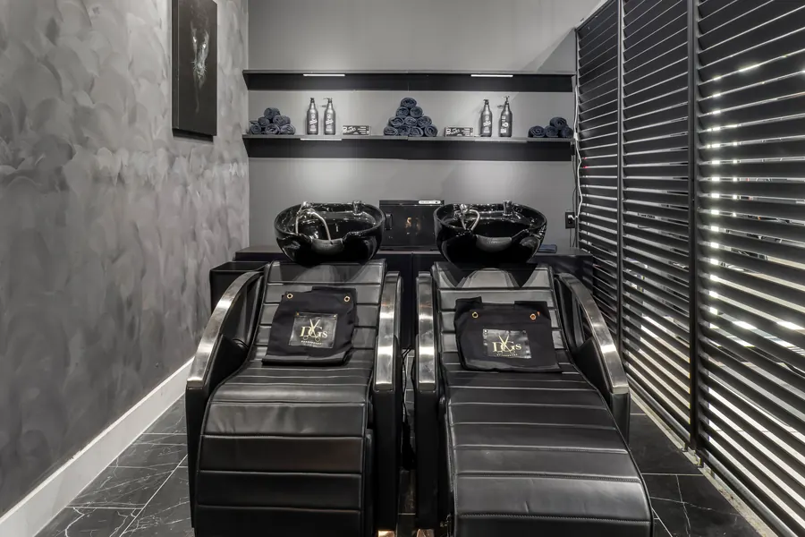 Shampoo stations at DG's Barber Shop
